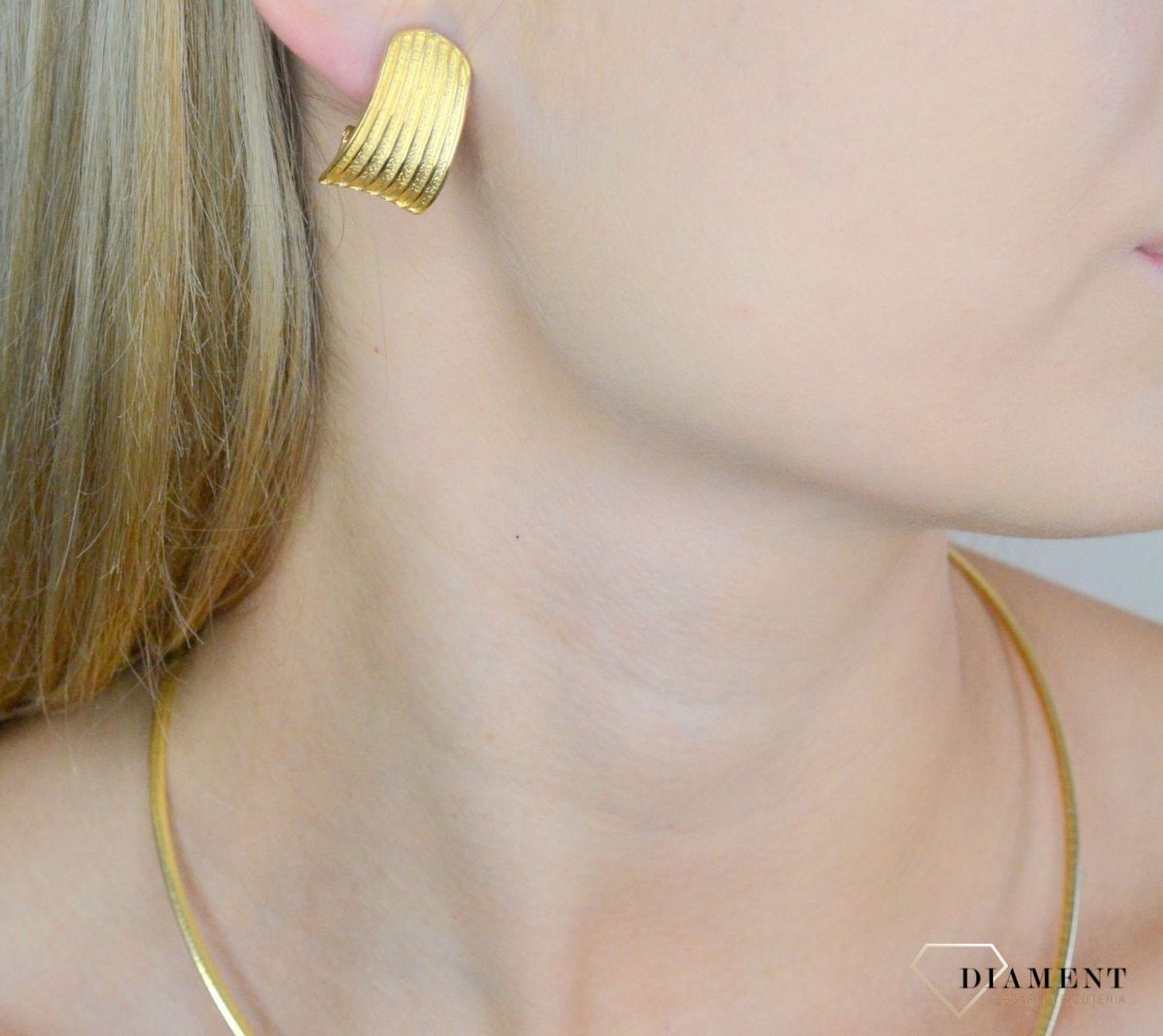 Srebrne kolczyki damskie 925 podłużne grawerowane pokryte złotem DIA-KLC-11707Z-925 (2).jpg