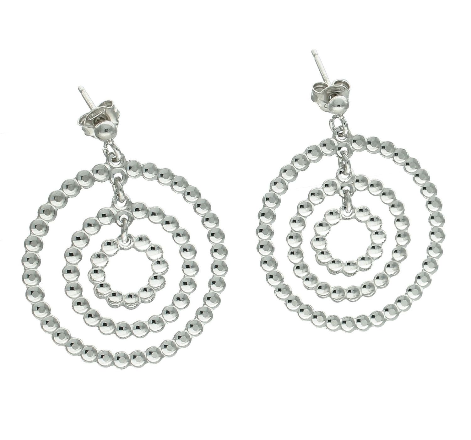 Kolczyki srebrne damskie 925 wiszące potrójne koła z kuleczek DIA-KLC-11767-925.jpg