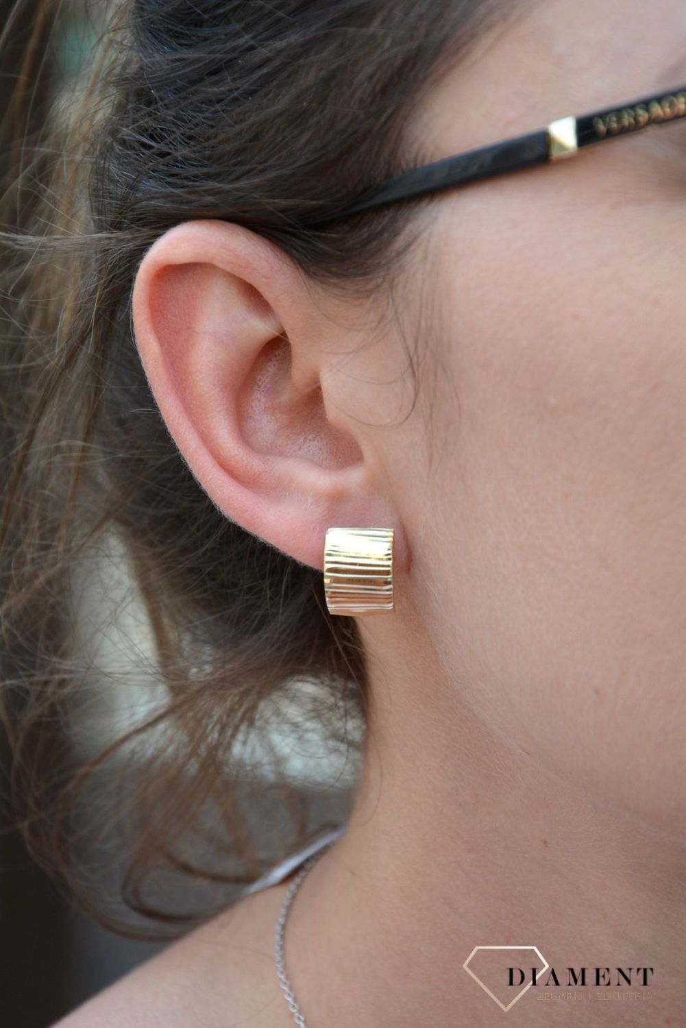 Złote kolczyki 585 błyszczące grawerowane DIA-KLC-1179-585.jpg