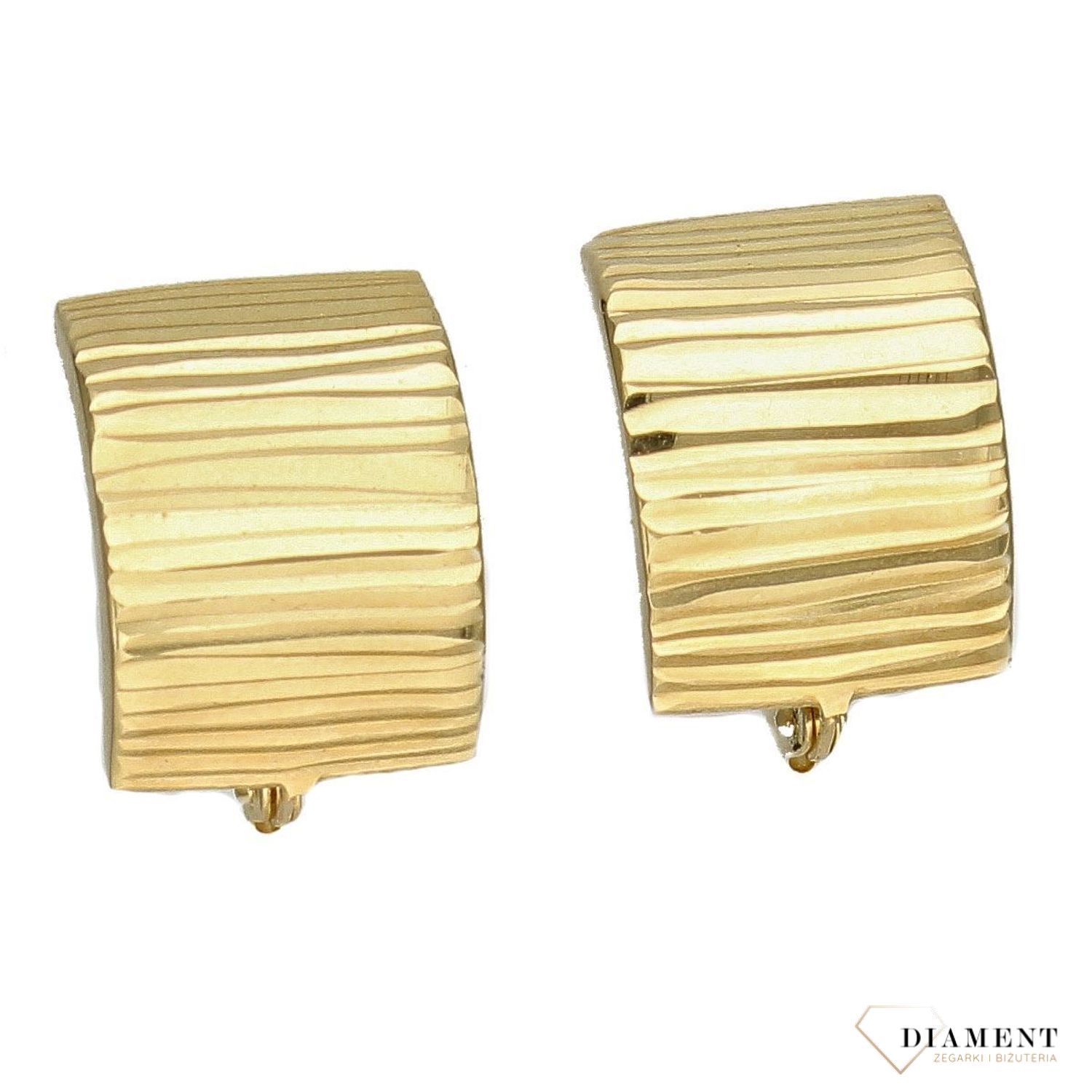Złote kolczyki 585 błyszczące grawerowane DIA-KLC-1179-585.jpg