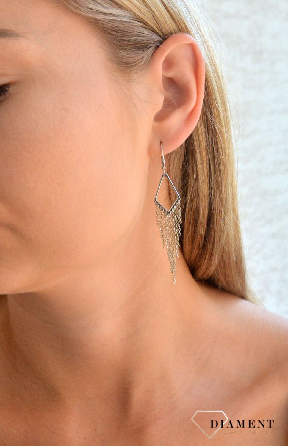 Srebrne kolczyki damskie 925 podłużne z wiszącymi łańcuszkami DIA-KLC-11800-925.jpg