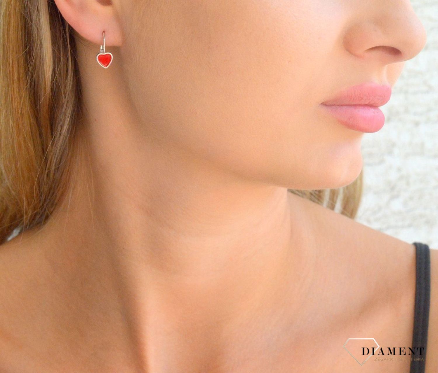 Srebrne kolczyki dziecięce czerwone Serca 925 wkrętki DIA-KLC-11874-925.jpg