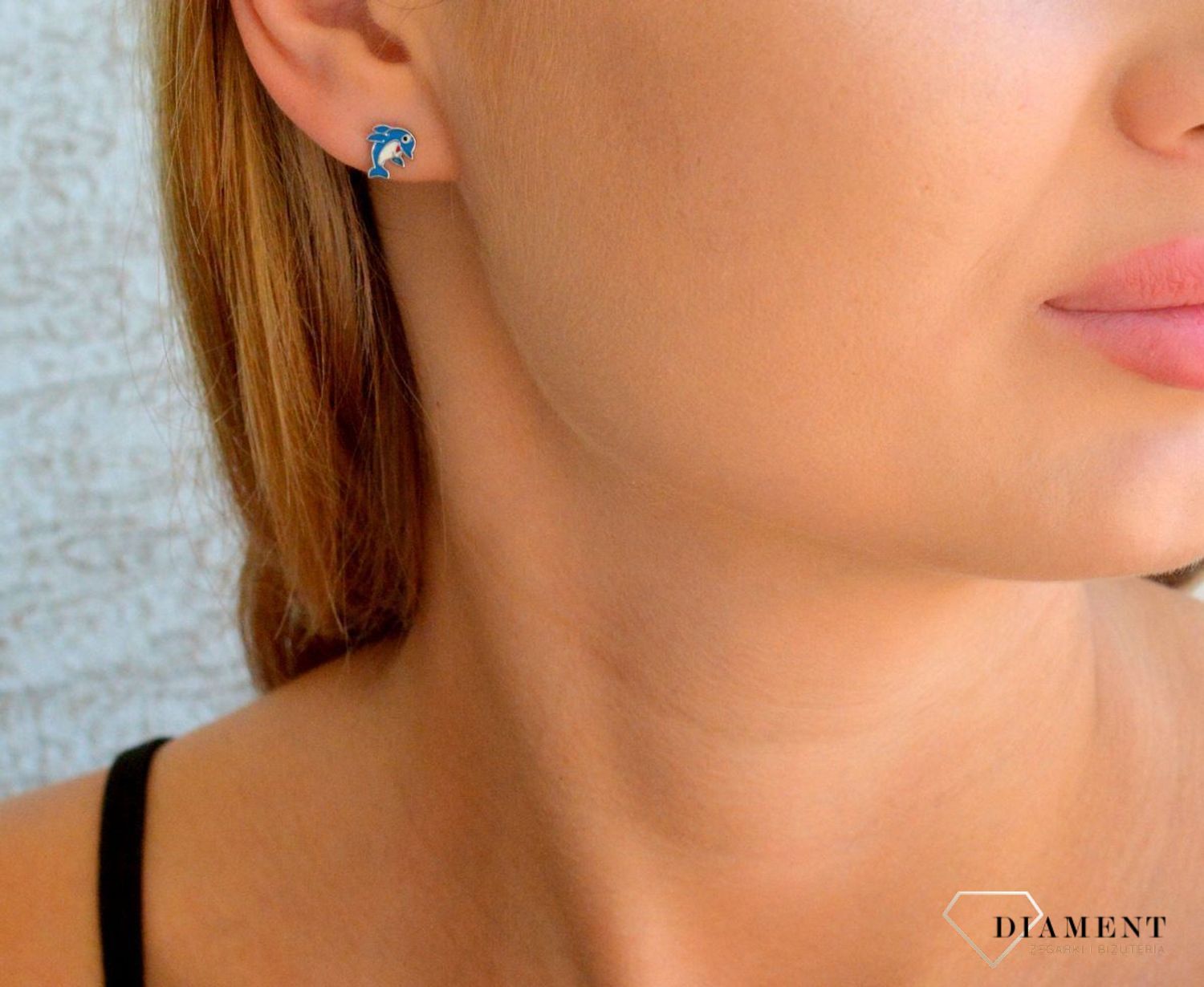 Srebrne kolczyki dziecięce Delfiny 925 delfinki wkrętki DIA-KLC-11875-925.jpg