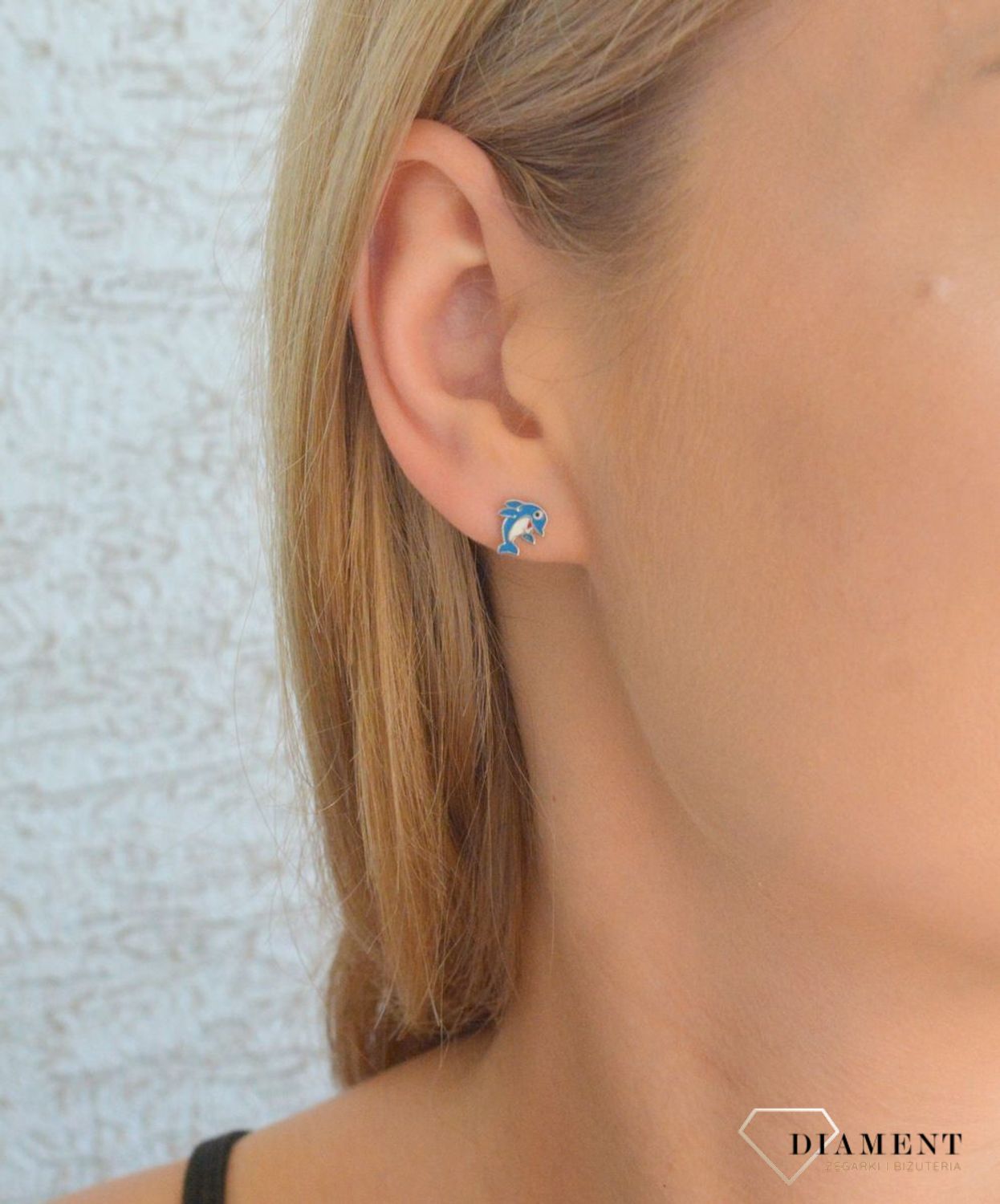 Srebrne kolczyki dziecięce Delfiny 925 delfinki wkrętki DIA-KLC-11875-925.jpg