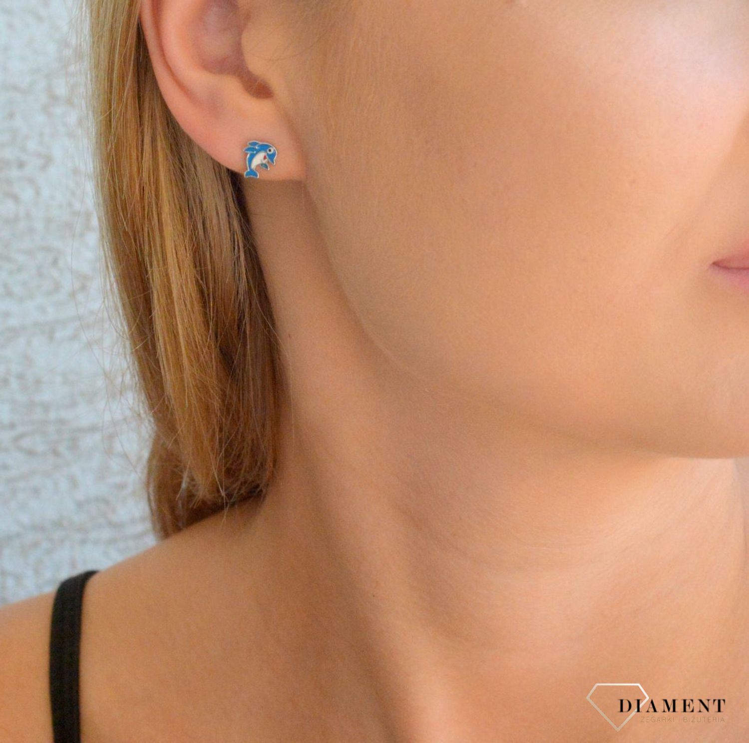 Srebrne kolczyki dziecięce Delfiny 925 delfinki wkrętki DIA-KLC-11875-925.jpg