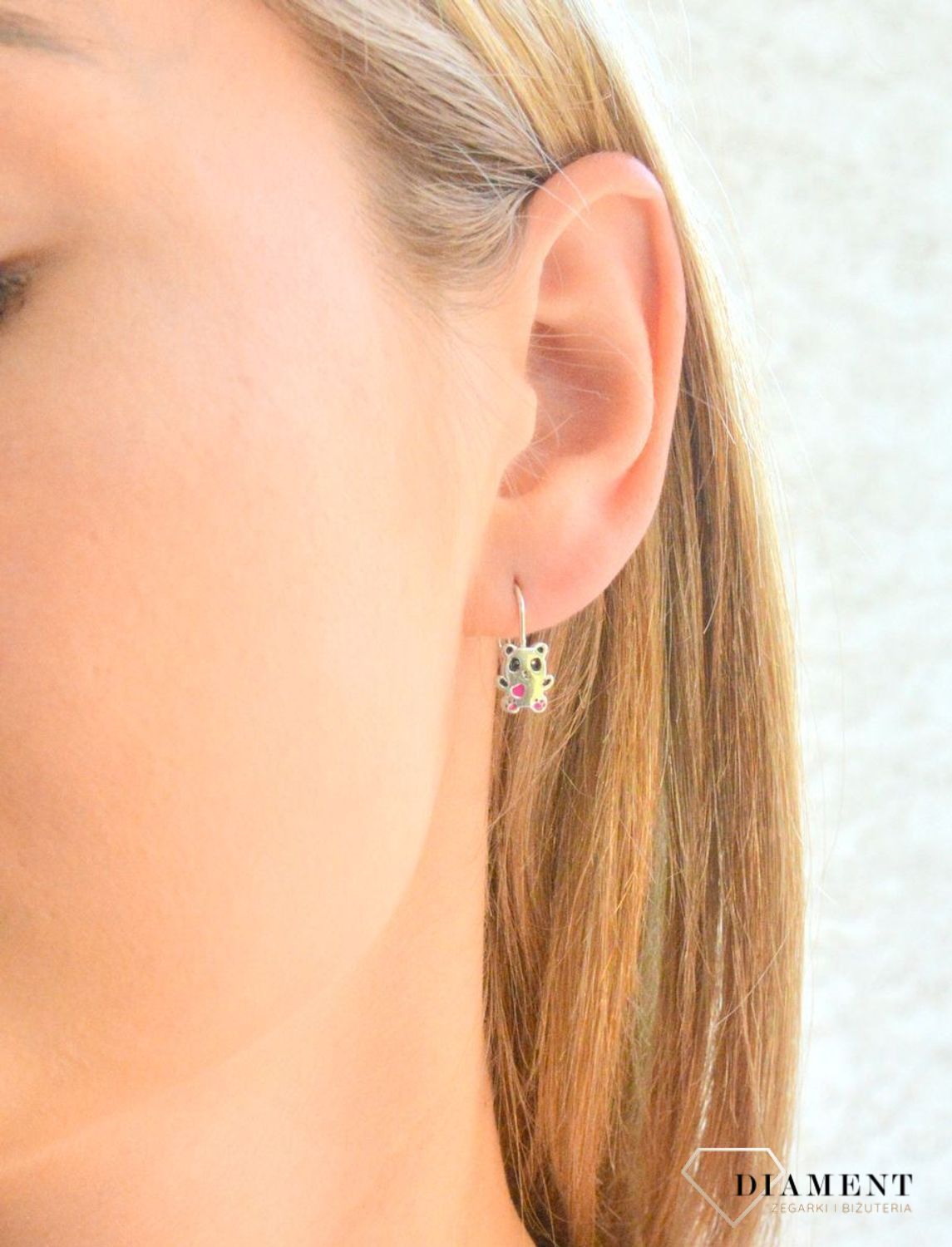 Srebrne kolczyki dziecięce 925 Pandy zapięcie angielskie DIA-KLC-11878-925.jpg