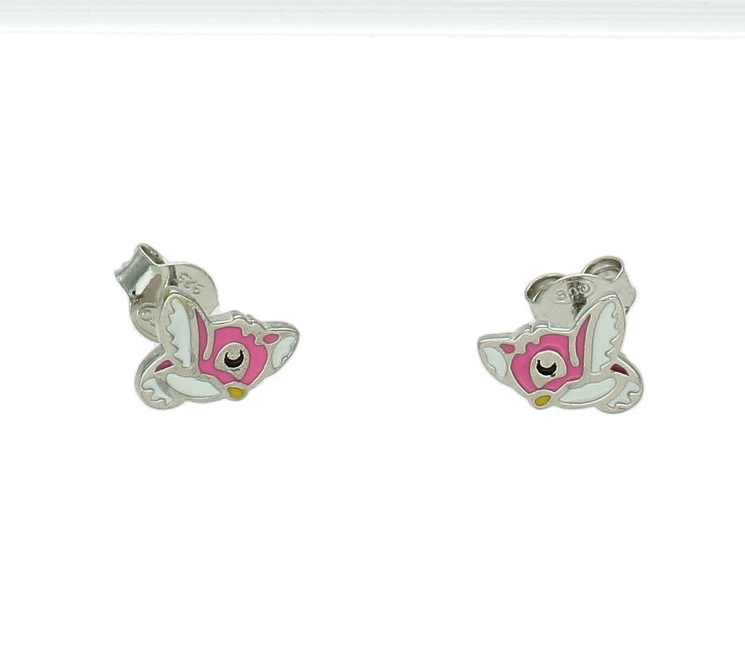 Srebrne kolczyki dziecięce różowe ptaki 925 wkrętki DIA-KLC-11879-925.jpg