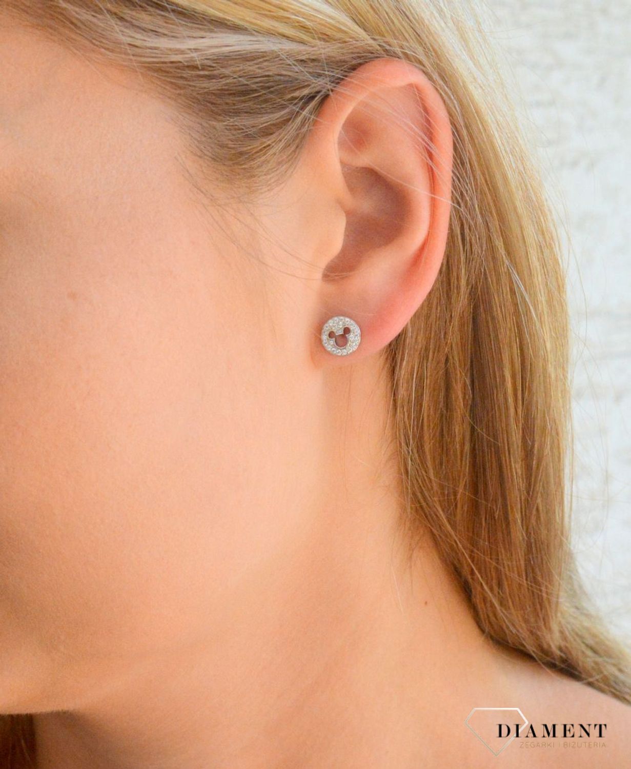 Srebrne kolczyki dziecięce Myszka Miki 925 błyszczące wkrętki DIA-KLC-11880-925 (1).jpg