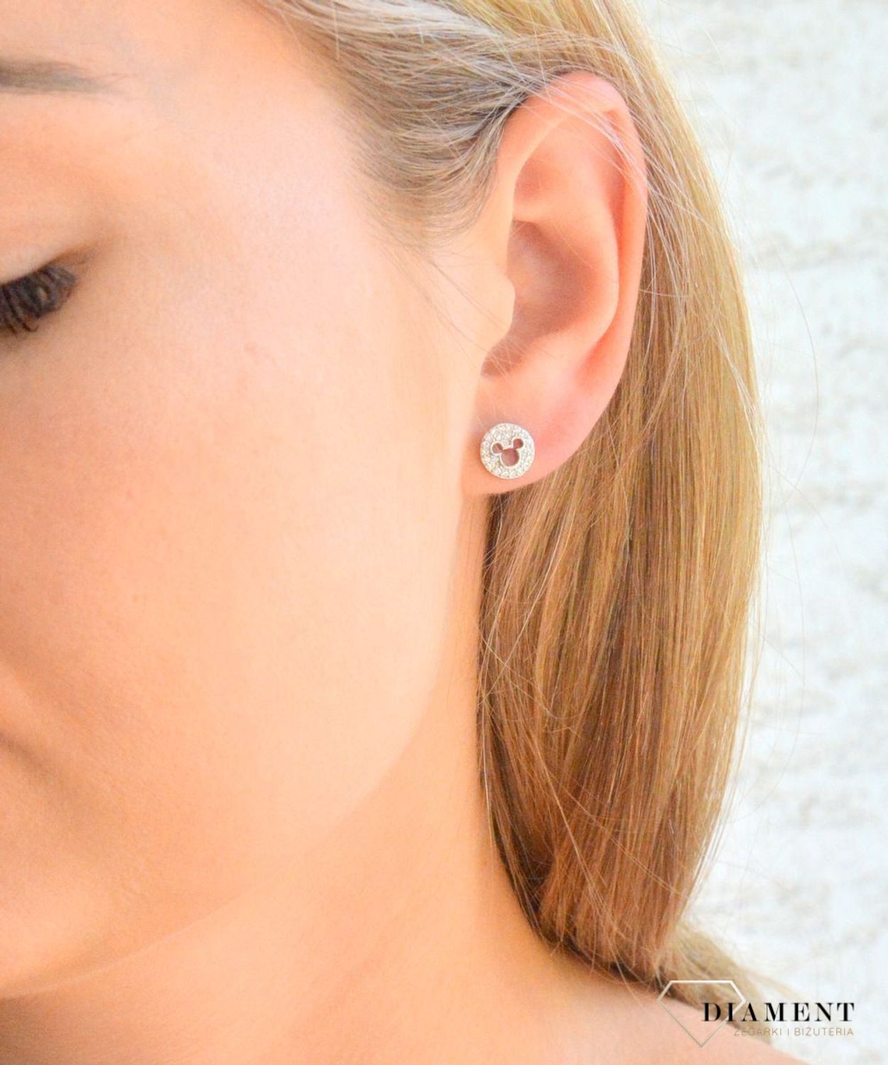 Srebrne kolczyki dziecięce Myszka Miki 925 błyszczące wkrętki DIA-KLC-11880-925 (1).jpg