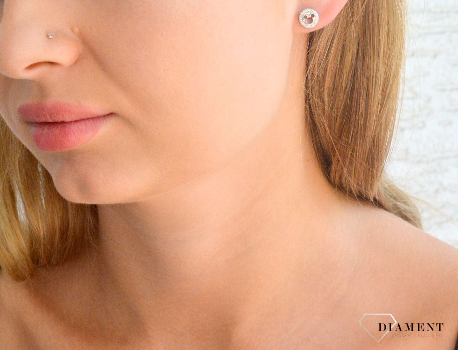 Srebrne kolczyki dziecięce Myszka Miki 925 błyszczące wkrętki DIA-KLC-11880-925 (1).jpg