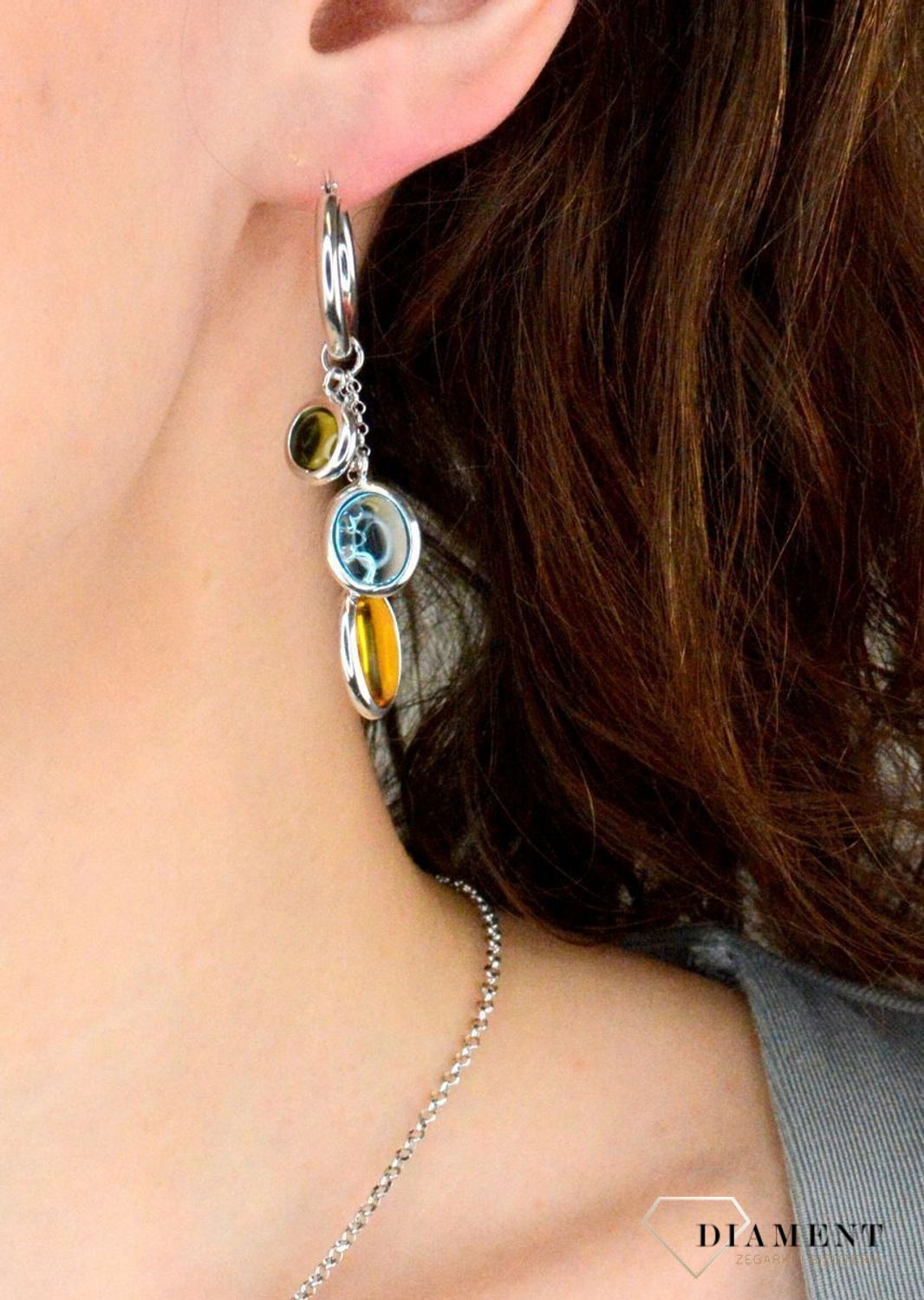 Srebrne kolczyki damskie koła z owalnymi cyrkoniami DIA-KLC-11903-925. Oryginalne srebrne kolczyki. Włoskie kolczyki Sublime. Srebrne Koła z zawieszkami. Kolczyki damskie na prezent.11.jpg