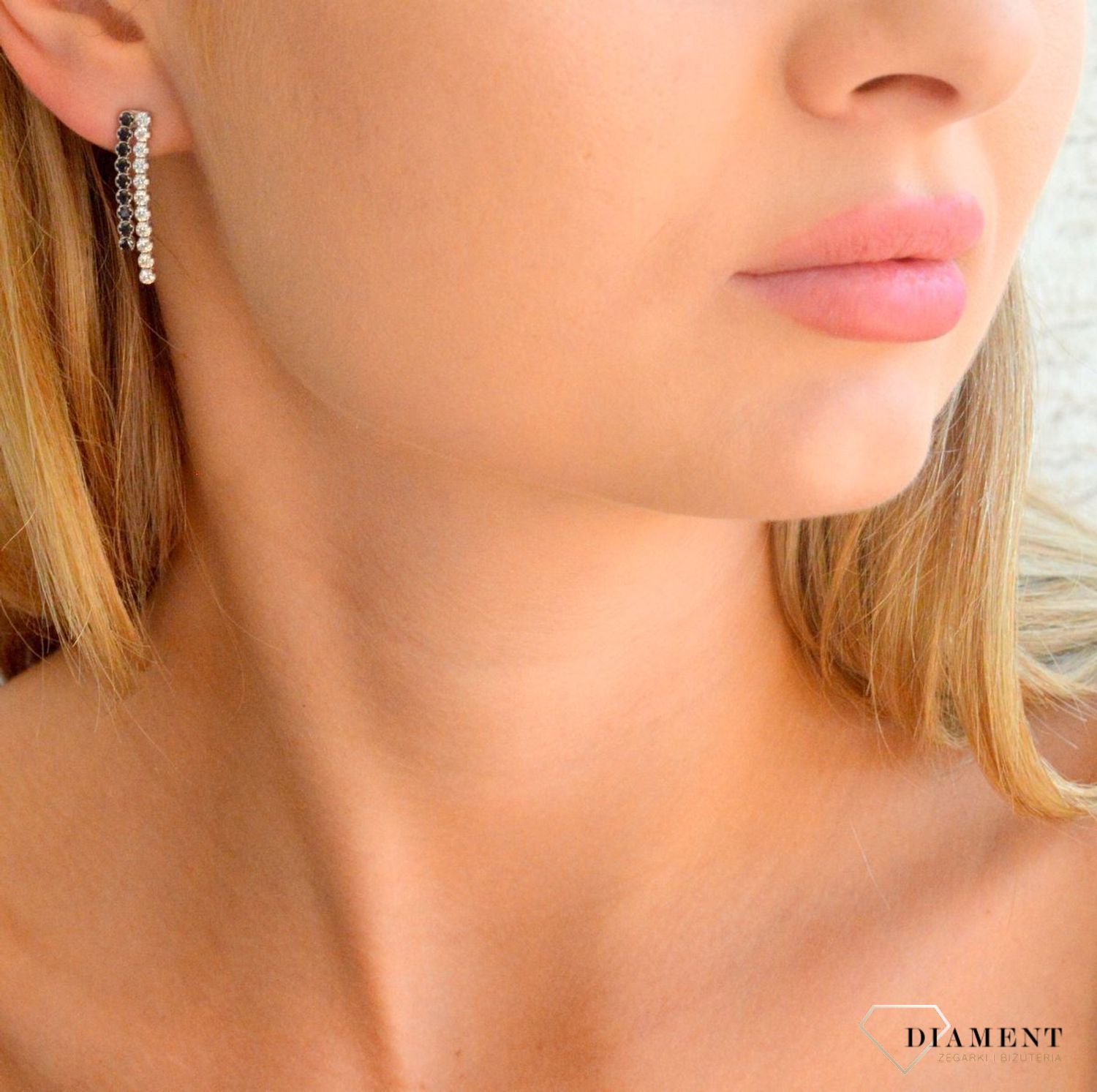 Srebrne kolczyki damskie 925 wiszące biało-czarne cyrkonie DIA-KLC-11904-925.jpg