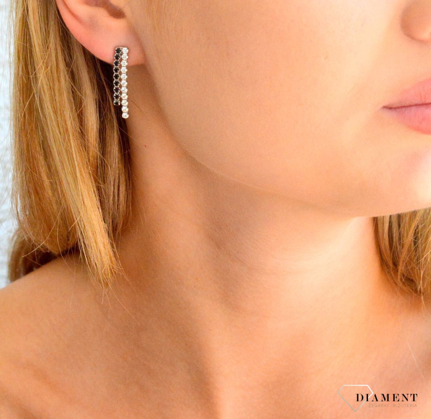 Srebrne kolczyki damskie 925 wiszące biało-czarne cyrkonie DIA-KLC-11904-925.jpg