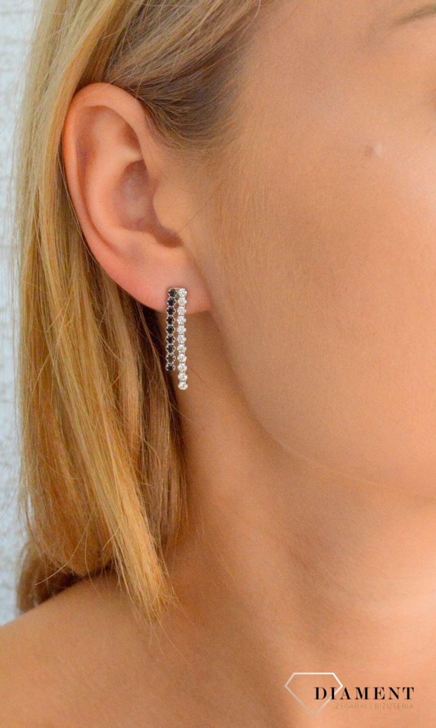 Srebrne kolczyki damskie 925 wiszące biało-czarne cyrkonie DIA-KLC-11904-925.jpg