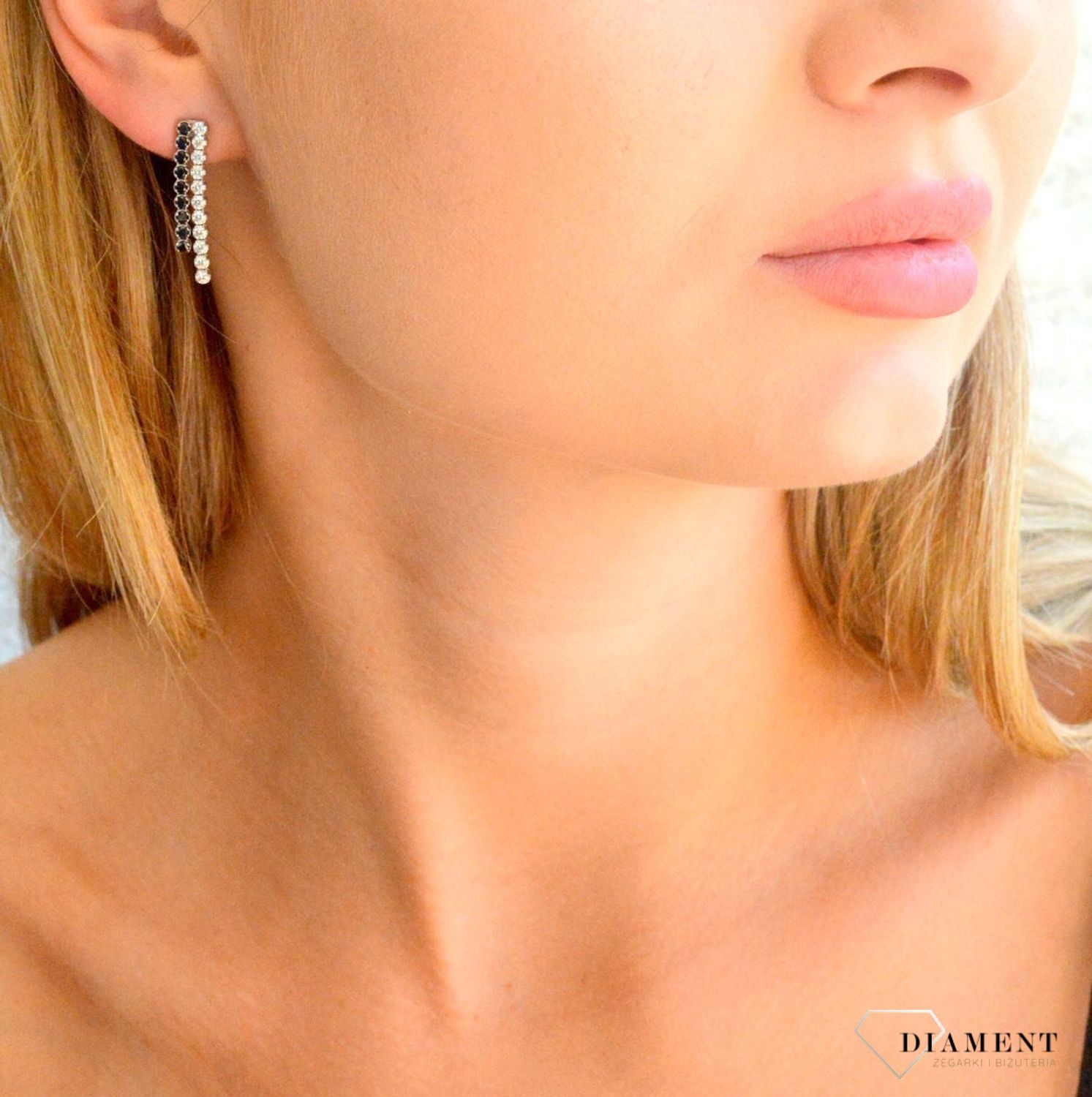 Srebrne kolczyki damskie 925 wiszące biało-czarne cyrkonie DIA-KLC-11904-925.jpg