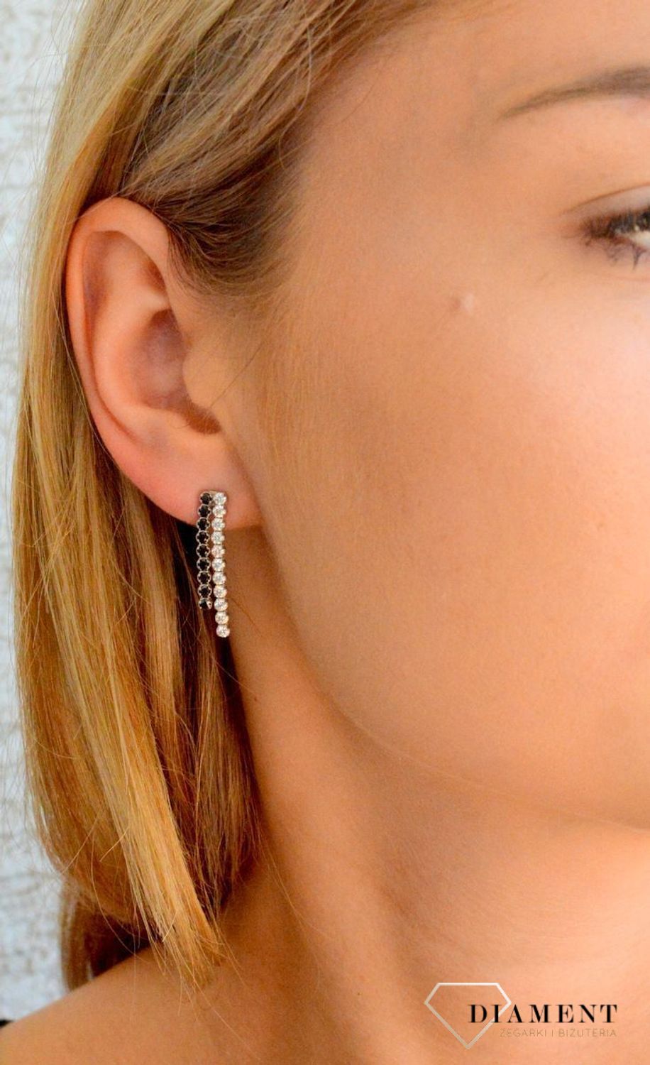 Srebrne kolczyki damskie 925 wiszące biało-czarne cyrkonie DIA-KLC-11904-925.jpg