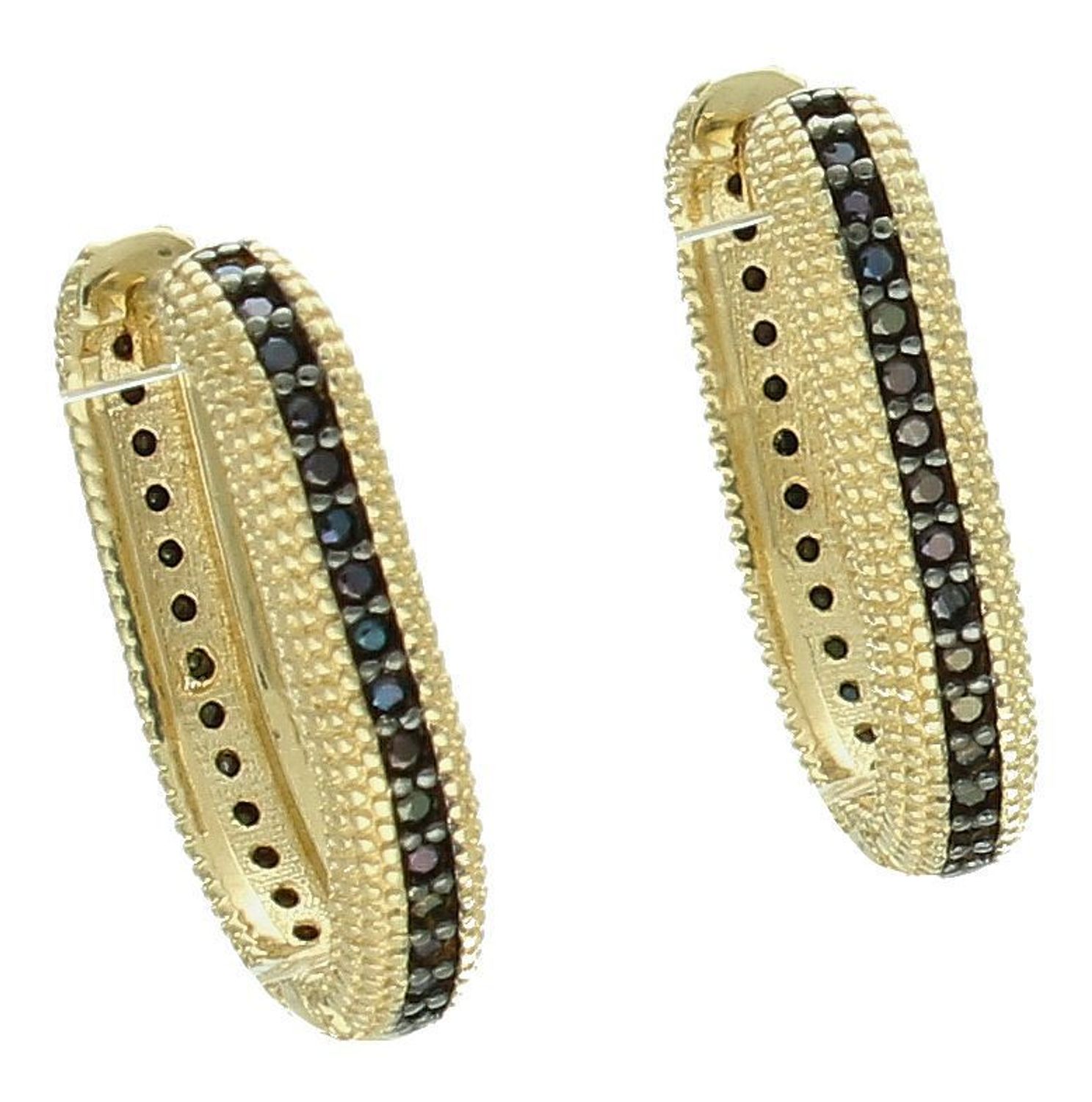 Kolczyki złote z czarną cyrkonią próba 585, DIA-KLC-11963-585, Stylowe kolczyki wykonane z wysokiej jakości złota próby 585. Kolczyki mają podłużny geometryczny kształt. Kolczyki to ponadczasowa biżuteria,.jpg