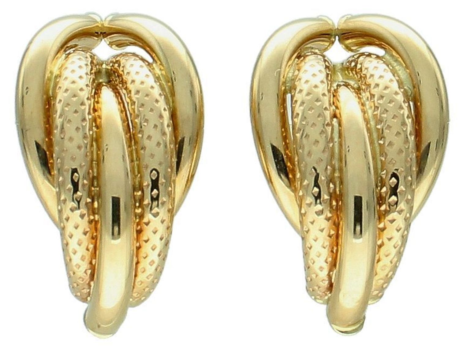 Kolczyki plecione złote próba 585, DIA-KLC-11967-585 Stylowe kolczyki wykonane z wysokiej jakości złota próby 585. Kolczyki to ponadczasowa biżuteria, która pasuje do każdego rodzaju stylizacji.1.jpg