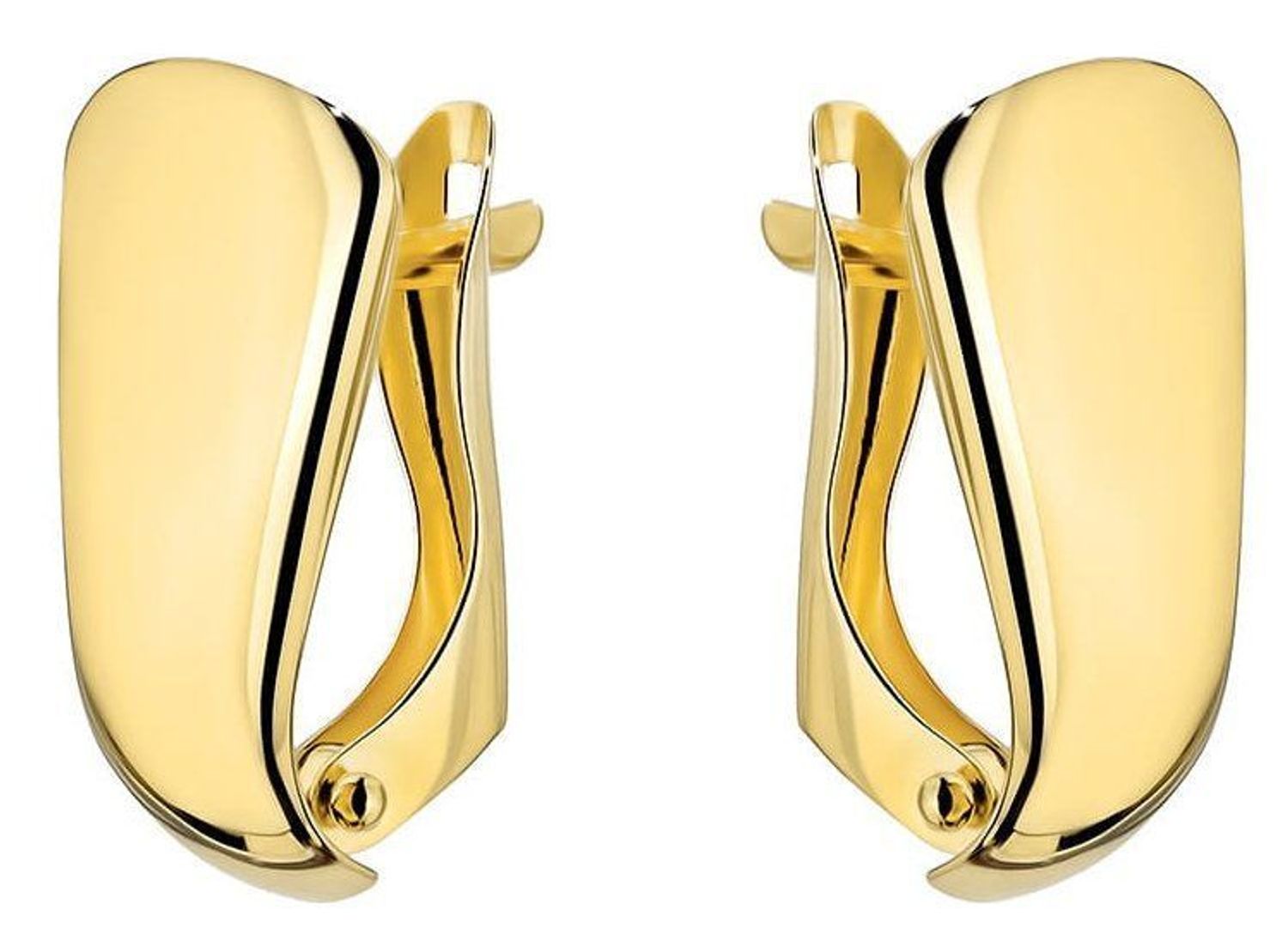 Kolczyki złote blaszki zapięcie ang. próba 585, DIA-KLC-12046-585  Złote kolczyki zostały wykonane z najwyższej jakości złota próby 585. Złote kolczyki o zaokrąglonym kształcie z gładką powierzchnią..jpg