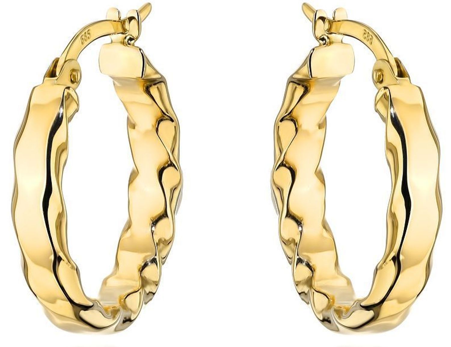 Kolczyki złote kółeczka z ozdobnym wzorem próba 585, DIA-KLC-12062-585  Złote kolczyki wykonane z najwyższej jakości żółtego złota, próby 585. Kolczyki w formie koła..jpg