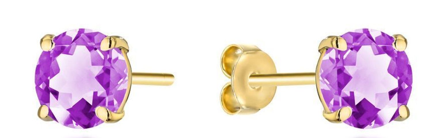 Kolczyki ametyst złote próba 585, DIA-KLC-12067-585 Pięknie oprawione cyrkonie migoczą olśniewającymi kamieniami, tworząc razem z delikatnym złotem niezwykłą kompozycję.jpg