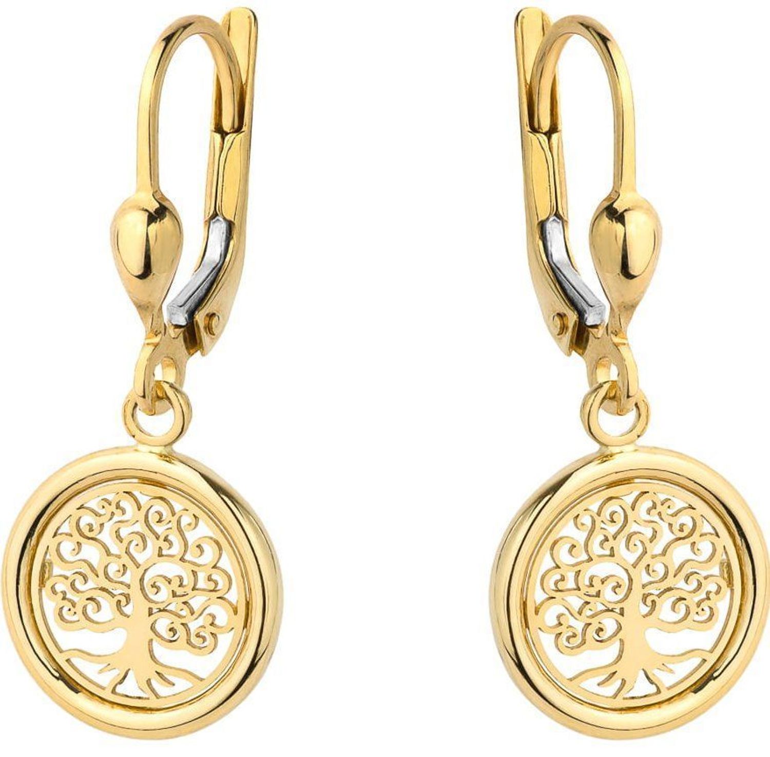 Kolczyki wiszące, ozdobione drzewkiem szczęścia. Kolczyki to ponadczasowa biżuteria, która pasuje do każdego rodzaju stylizacji..jpg