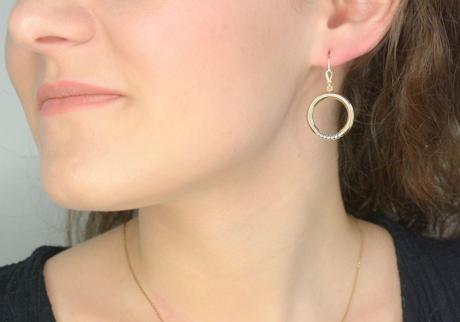 Kolczyki złote wiszące kółka próba 585, DIA-KLC-12095-585.jpg