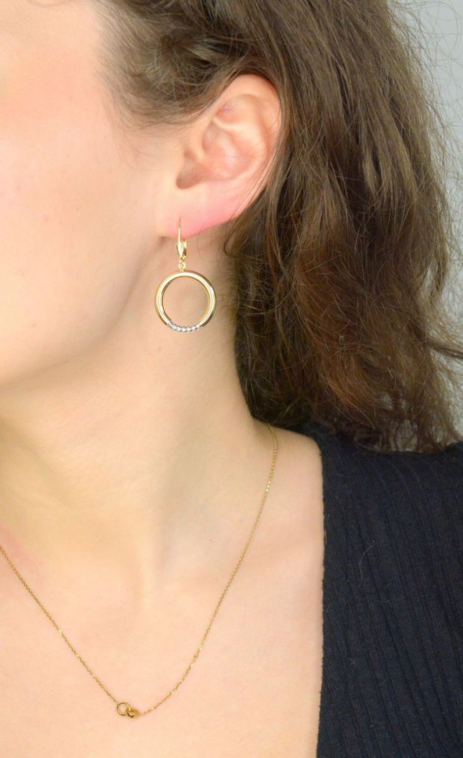 Kolczyki złote wiszące kółka próba 585, DIA-KLC-12095-585.jpg