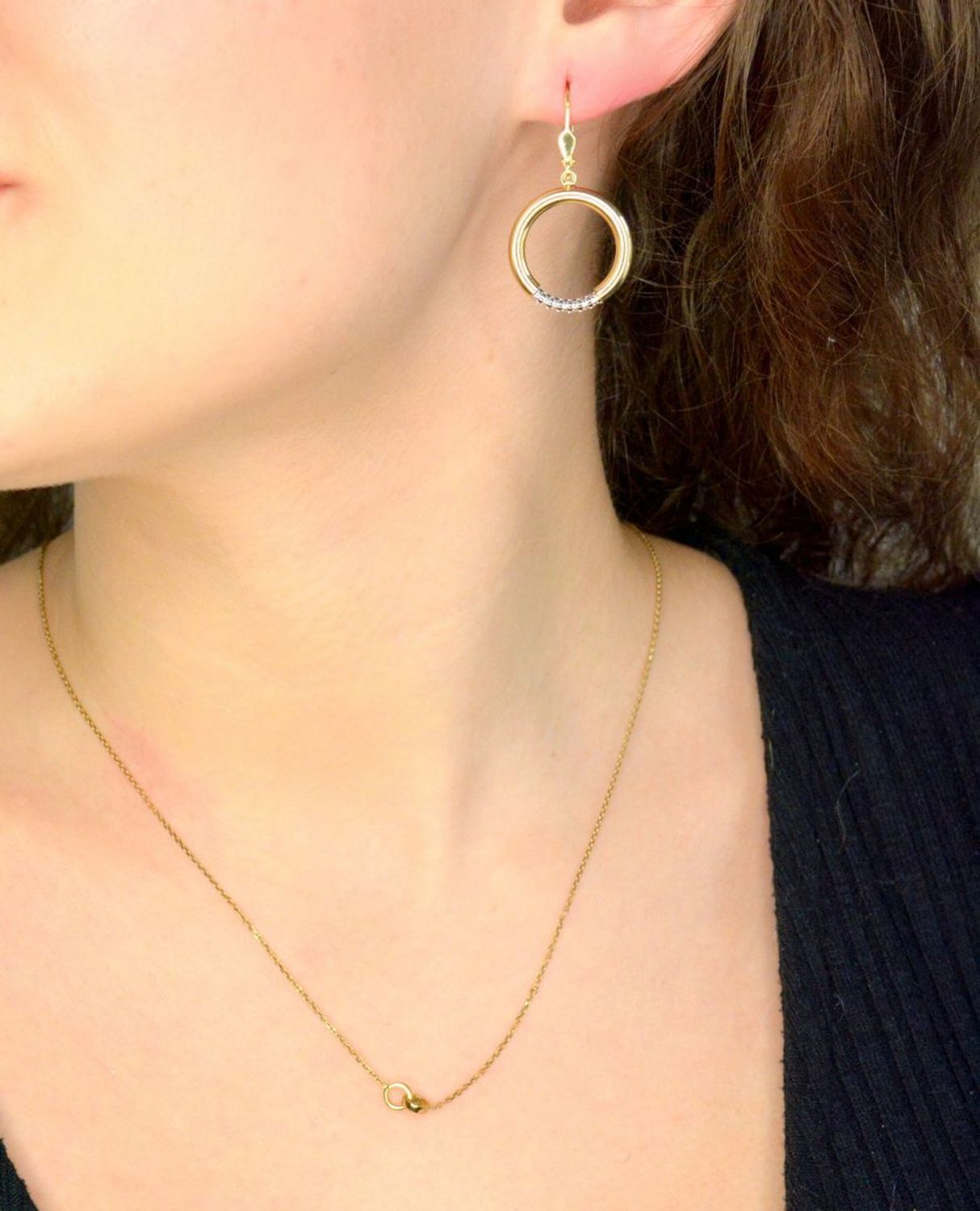 Kolczyki złote wiszące kółka próba 585, DIA-KLC-12095-585.jpg