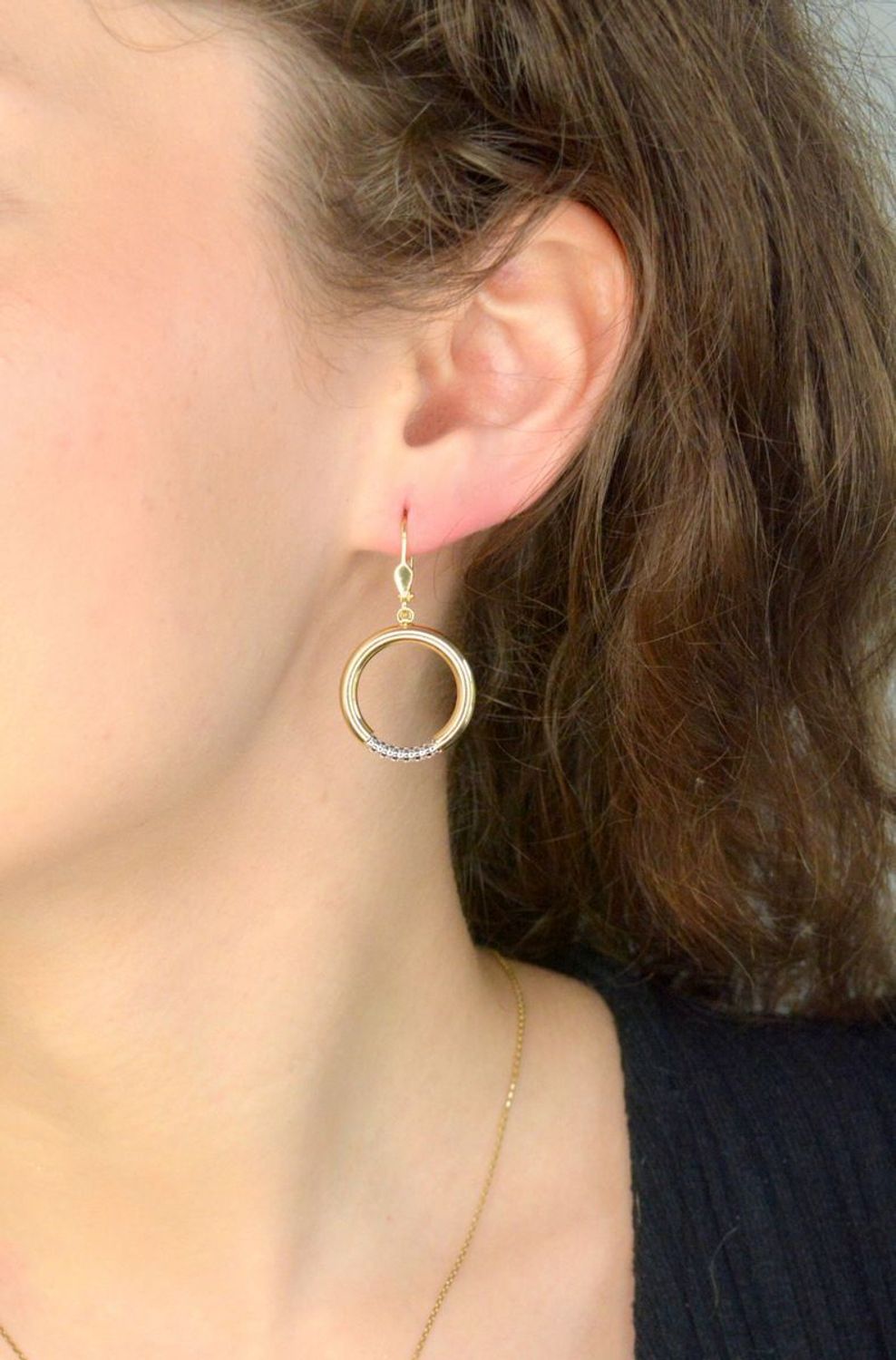 Kolczyki złote wiszące kółka próba 585, DIA-KLC-12095-585.jpg