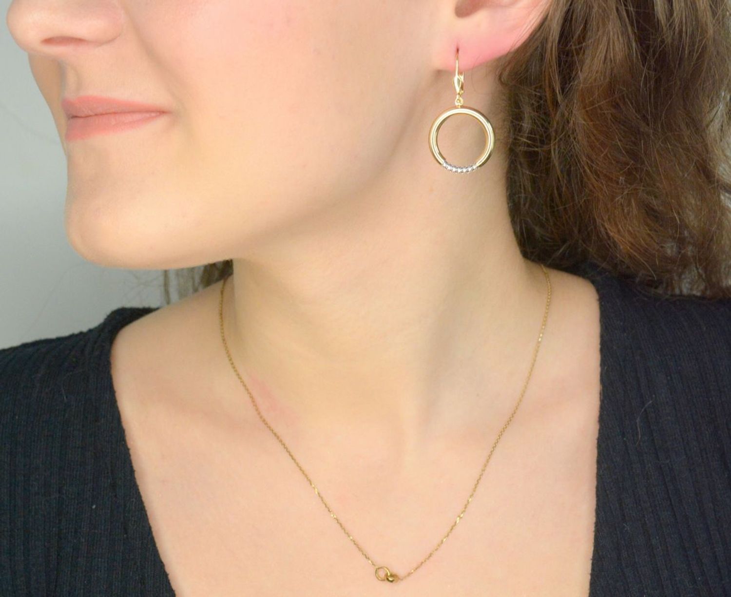 Kolczyki złote wiszące kółka próba 585, DIA-KLC-12095-585.jpg