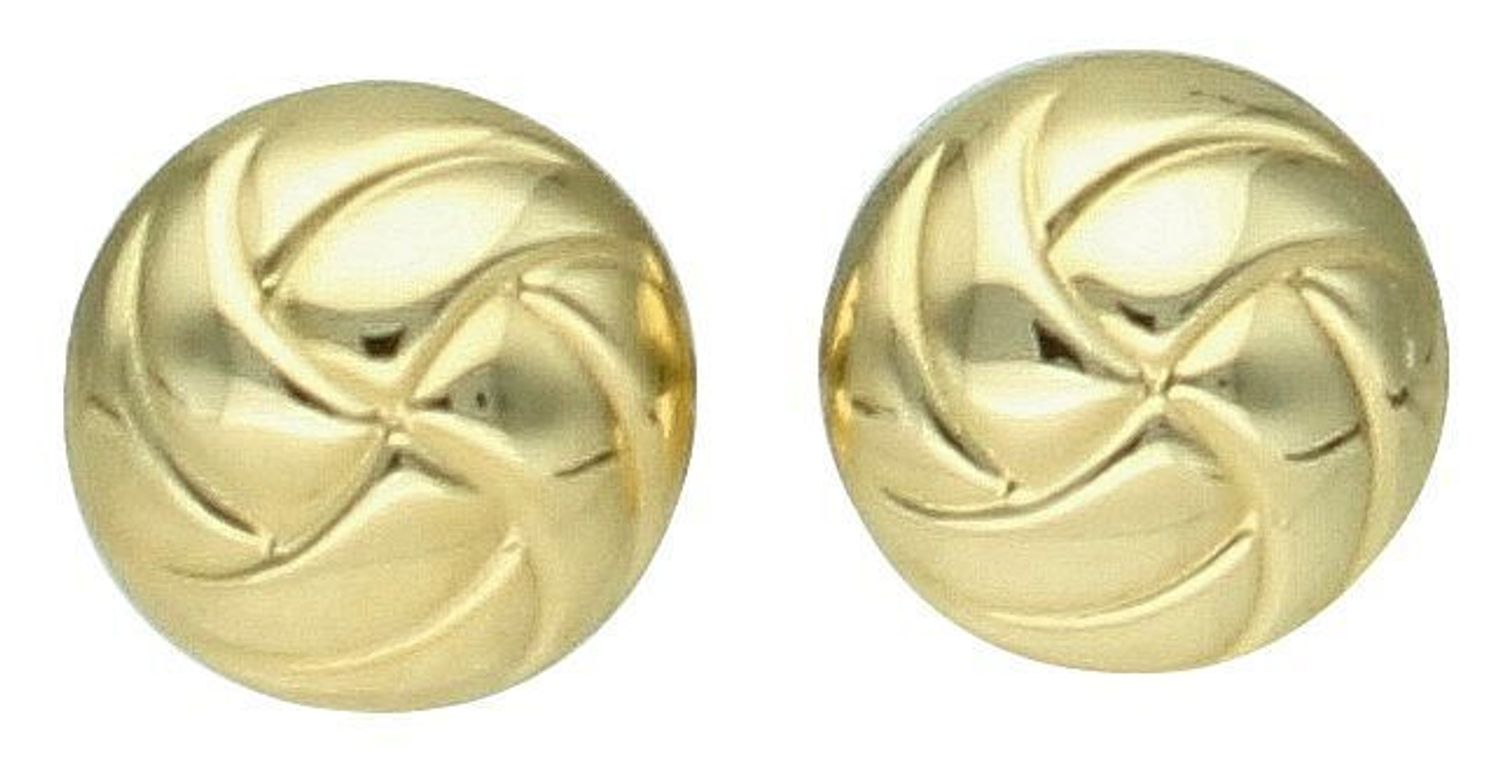 Kolczyki złote blaszki próba 585, DIA-KLC-12100-585, Złote kolczyki o grawerowanej powierzchni w kształcie wypukłych blaszek okrągłych. Kunsztownie wykonane złote kolczyki to idealny prezent dla każdej kobiety. 1.jpg