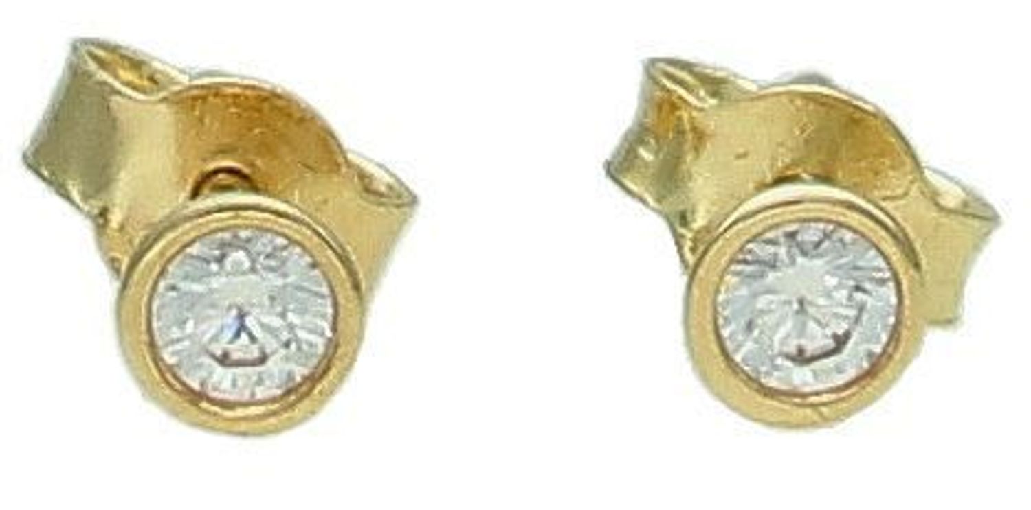 Kolczyki złote cyrkonia próba 585, DIA-KLC-12158-585,  Złote kolczyki zostały wykonane z najwyższej jakości złota próby 585. Złote kolczyki zostały ozdobione białą cyrkonią. 1.jpg