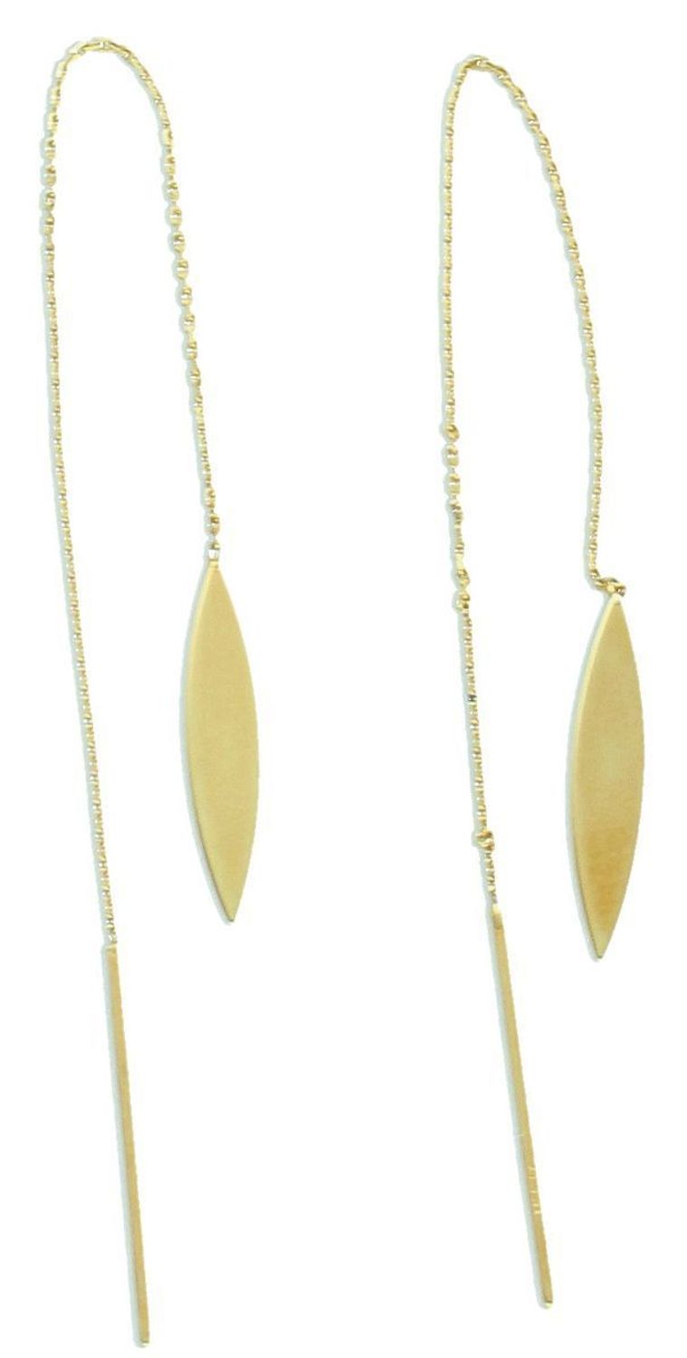 Kolczyki złote przeciągane blaszki Kolczyki złote na łańcuszku blaszki pr 585, DIA-KLC-1219-585 Eleganckie, złote kolczyki przeciągany łańcuszek z prostą zawieszką. 1.jpg