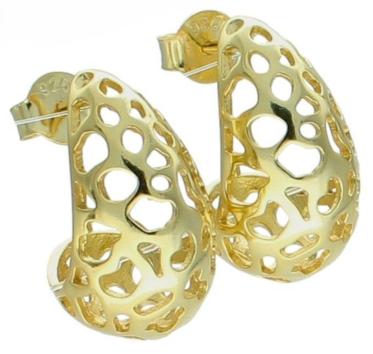 Kolczyki pozłacane łezki ażurowe srebro 925, DIA-KLC-12196Z-925 Ag.jpg