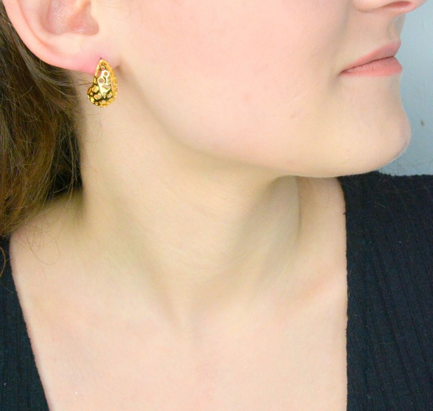 Kolczyki pozłacane łezki ażurowe srebro 925, DIA-KLC-12196Z-925 Ag.jpg