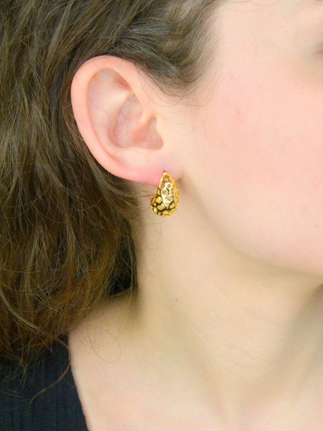 Kolczyki pozłacane łezki ażurowe srebro 925, DIA-KLC-12196Z-925 Ag.jpg