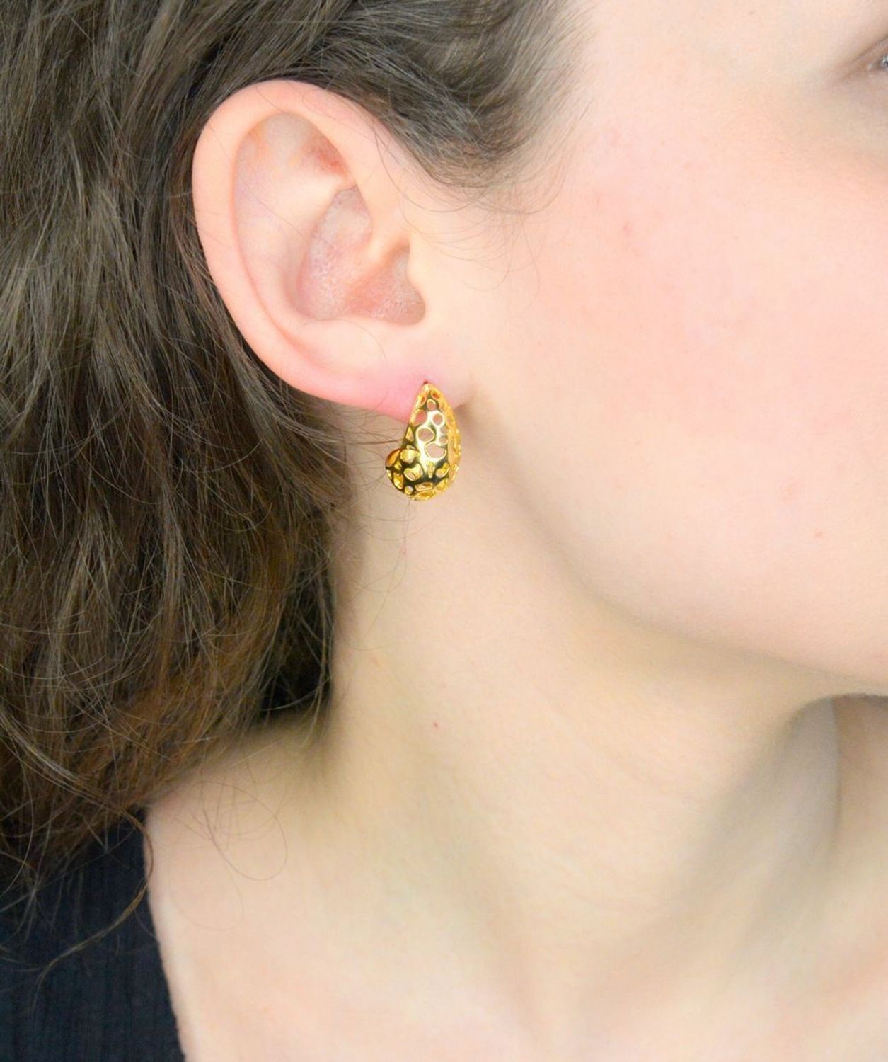 Kolczyki pozłacane łezki ażurowe srebro 925, DIA-KLC-12196Z-925 Ag.jpg