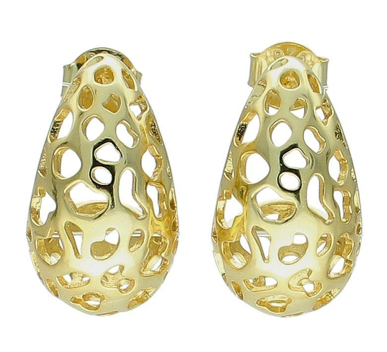 Kolczyki pozłacane łezki ażurowe srebro 925, DIA-KLC-12196Z-925 Ag.jpg