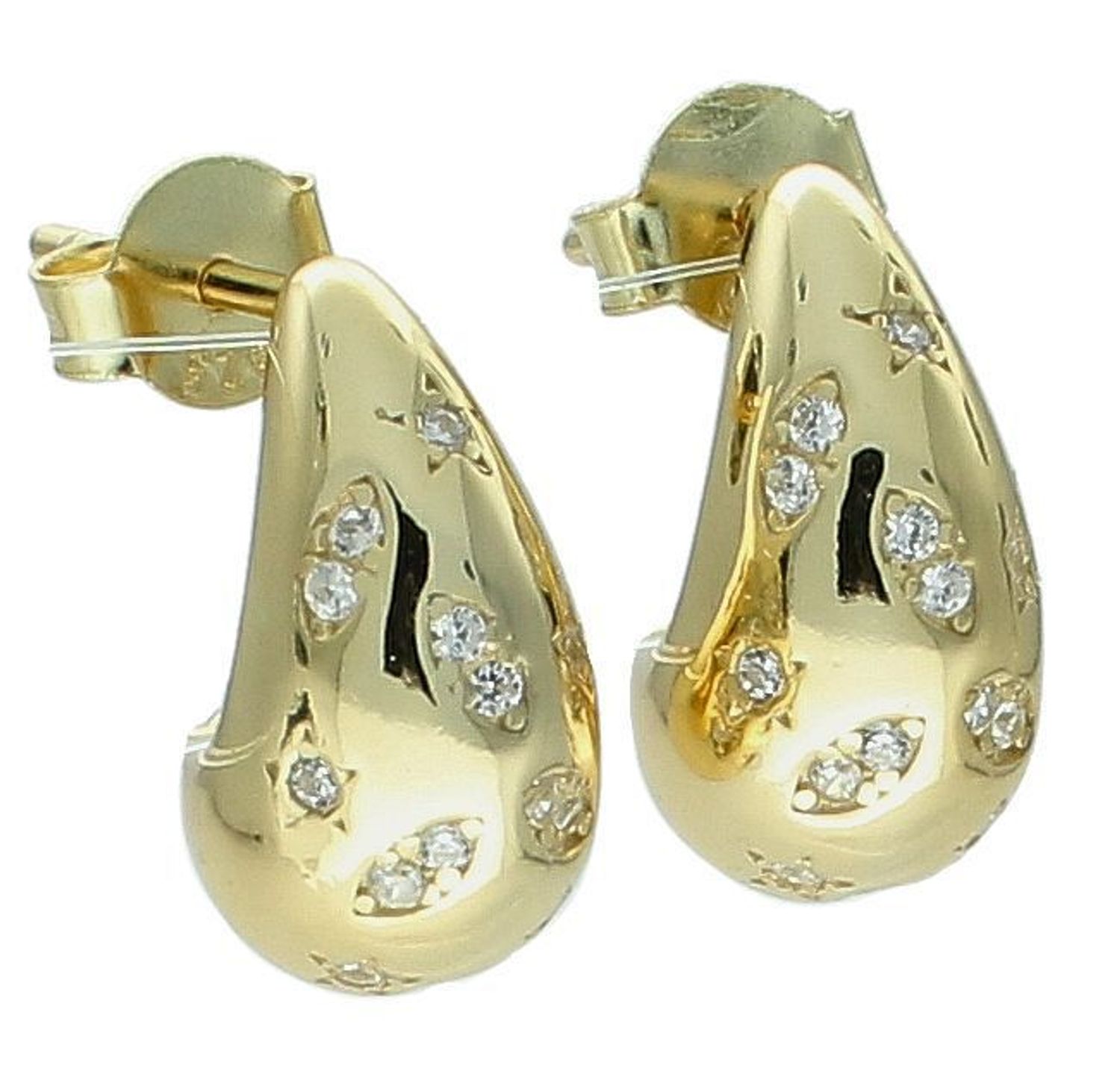 Kolczyki srebrne pozłacane łezki z cyrkoniami pr 925, DIA-KLC-12198Z-925 Srebrne kolczyki zostały wykonane z najwyższej jakości srebra próby 925, ozdobione cyrkoniami. Idealny prezent dla każdej1.jpg