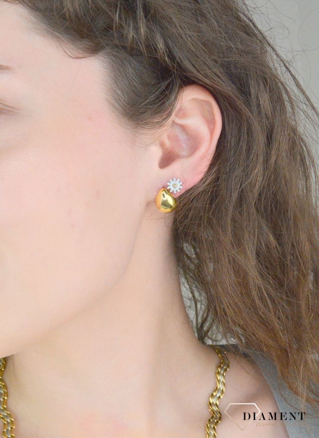 Kolczyki srebrne pozłacane łezki pr 925, DIA-KLC-12200Z-925 Srebrne kolczyki w kształcie łezki zostały wykonane z najwyższej jakości srebra próby 925. Idealny prezent dla każdej kobiety1.jpg