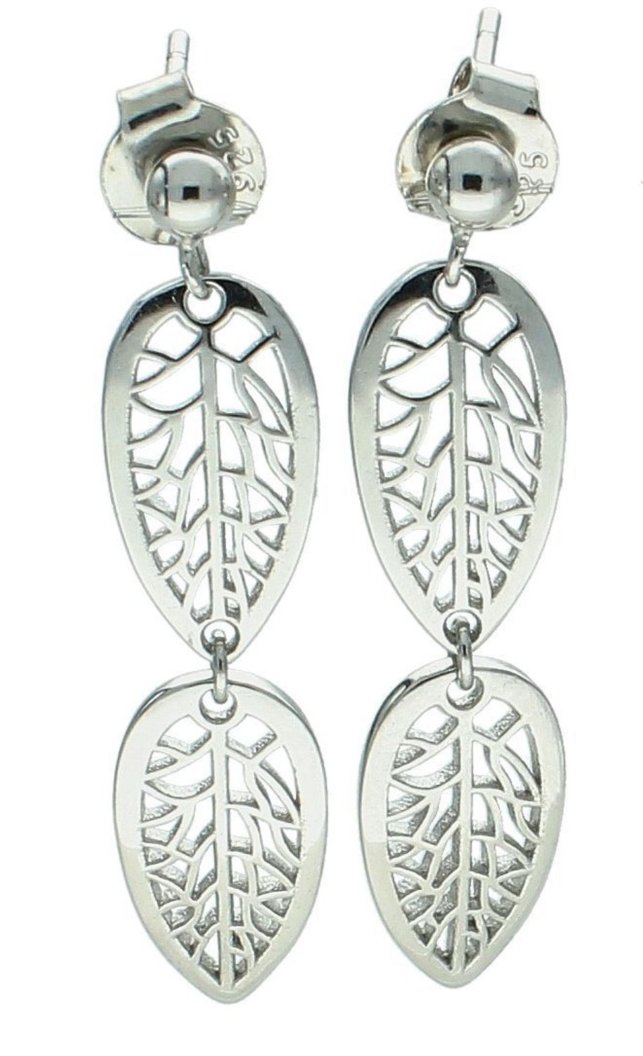 Kolczyki wiszące liście ażurowe srebrne 925, DIA-KLC-12206-925 Srebrne kolczyki zostały wykonane z najwyższej jakości srebra próby 925, ozdobione listkami ażurowymi. Idealny prezent dla każdej kobiety.1.jpg