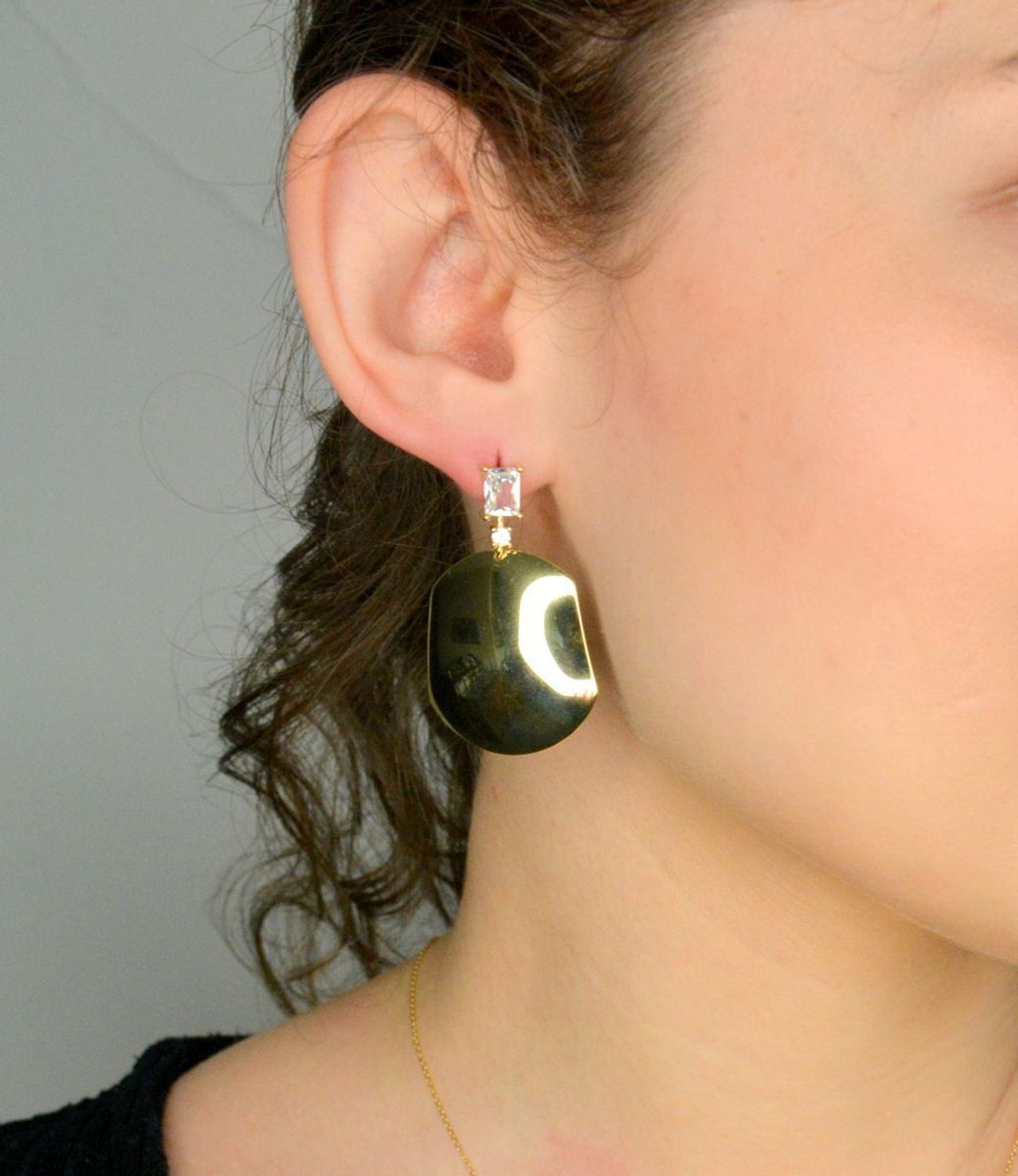 Kolczyki srebrne pozłacane wiszące blaszki próba 925, DIA-KLC-12214Z-925 Srebrne kolczyki zostały wykonane z najwyższej jakości srebra próby 925. Idealny prezent dla każdej kobiety1.jpg