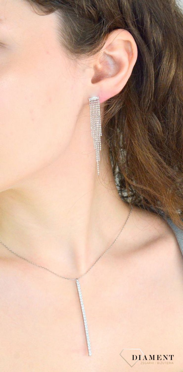 Kolczyki srebrne wiszące kuleczki pr 925, DIA-KLC-12222-925 Srebrne kolczyki wiszące ozdobione łańcuszkami z drobnymi kuleczkami, zostały wykonane z najwyższej jakości srebra próby 925. Idealny prezent dla każdej 1.jpg