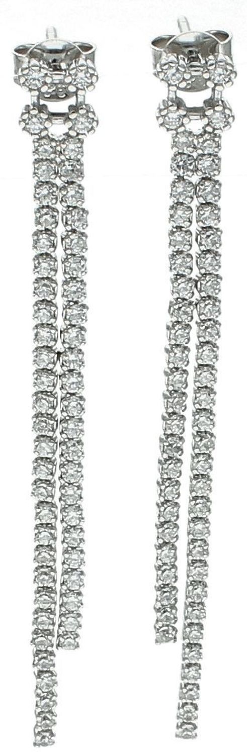 Kolczyki srebrne wiszące z cyrkoniami pr 925, DIA-KLC-12223-925 Srebrne kolczyki zostały wykonane z najwyższej jakości srebra próby 925, ozdobione białą cyrkonią. Idealny prezent dla każdej kobiety1.jpg