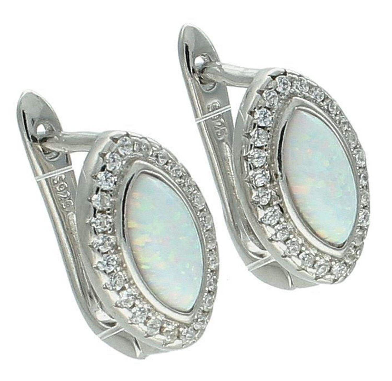 Srebrne kolczyki damskie 925 angielskie z opalem i cyrkoniami DIA-KLC-12227-925. Srebrne kolczyki damskie. Kolczyki srebrne angielskie. Srebrne kolczyki z opalem. Kolczyki srebrne na prezent.1.jpg