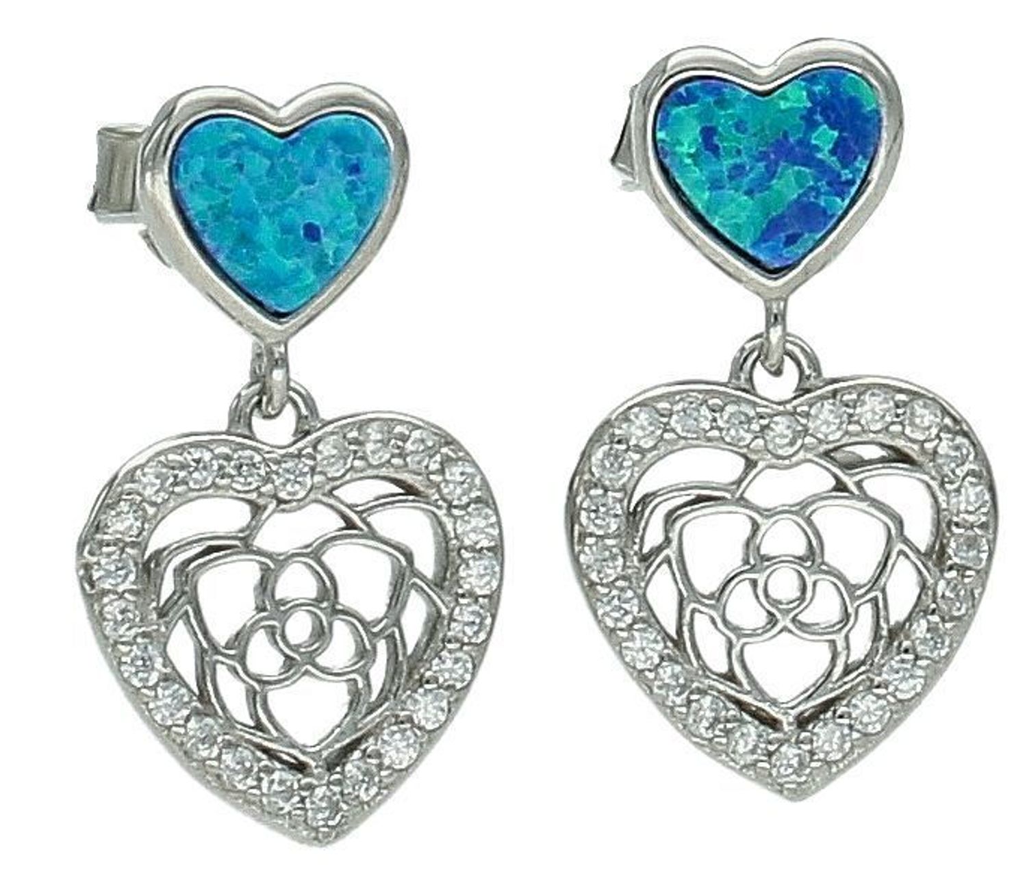 Kolczyki srebrne wiszące serca cyrkonie pr 925, DIA-KLC-12228-925  Srebrne kolczyki zostały wykonane z najwyższej jakości srebra próby 925. Idealny prezent dla każdej kobiety.1.jpg