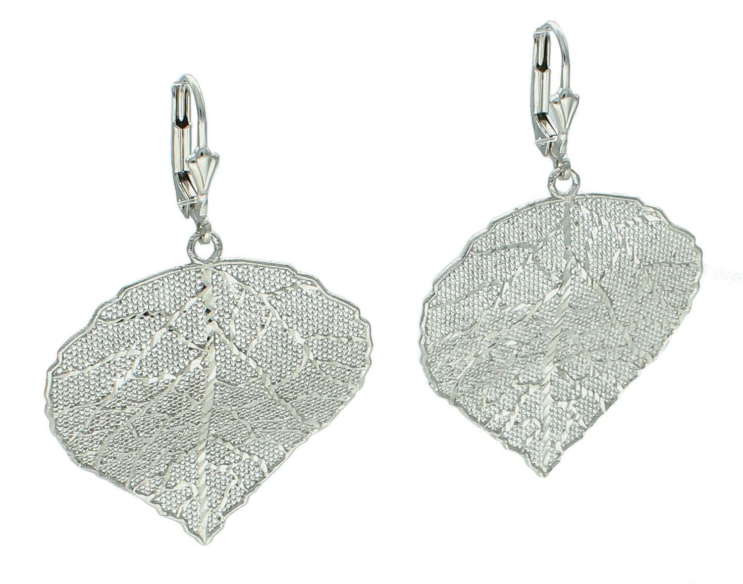 Srebrne kolczyki damskie 925 wiszące liście z siateczki.jpg