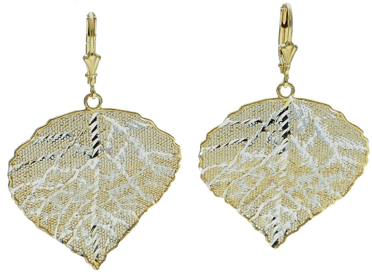 Srebrne kolczyki damskie 925 pozłacane wiszące liście z siateczki  DIA-KLC-12373Z-925. Srebrne kolczyki damskie. Kolczyki srebrne angielskie. Srebrne pozłacane kolczyki wiszące. 1.jpg