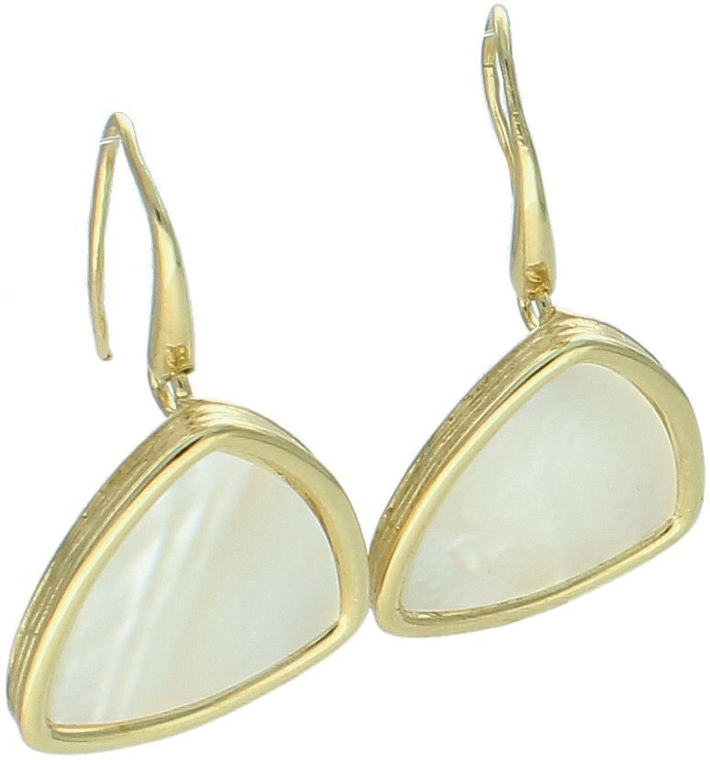 Pozłacane kolczyki z masą perłową i zaokrąglonymi trójkątami 🔺 Pozłacane kolczyki z masą perłową 🔺✨  Srebro 925, dł. 3,5 cm  DIA-KLC-12374-925, eleganckie i wygodne. Doskonałe na wyjątkowe okazj.jpg